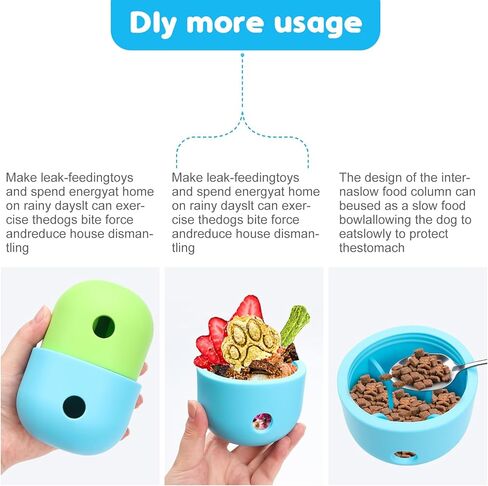 HGPOKLVT لغز تسنين الحيوانات الأليفة كرة الكلب، لعبة تدريب الذكاء، وحدة تغذية متسربة، لمبة متسربة، لعبة للقطط من السيليكون للطعام البطيء in Kuwait