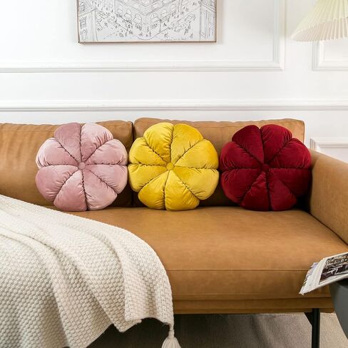 HWOUGINY Flower Pillow Cushion Round Decorative Throw Pillow for Couch Bedroom Flower-Shaped Floor Cushion for Girls Kids (Pink, 15.7") in Saudi Arabia