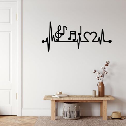 BEVUVA Metal Wall Decor, Ekg Music Wall Art, Music Decor, Living Room Decoration, Wall Hangings, Music Lover Gift, Ekg Rhythm Music Love Art (12 inches) in Saudi Arabia