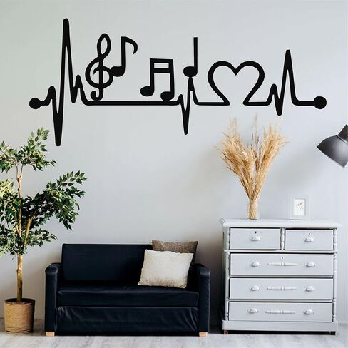 BEVUVA Metal Wall Decor, Ekg Music Wall Art, Music Decor, Living Room Decoration, Wall Hangings, Music Lover Gift, Ekg Rhythm Music Love Art (12 inches) in Saudi Arabia