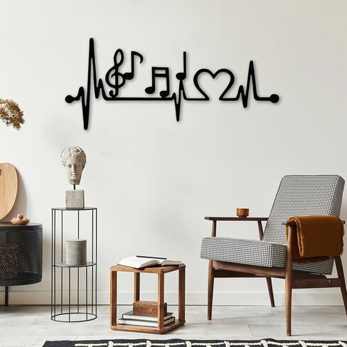 BEVUVA Metal Wall Decor, Ekg Music Wall Art, Music Decor, Living Room Decoration, Wall Hangings, Music Lover Gift, Ekg Rhythm Music Love Art (12 inches) in Saudi Arabia