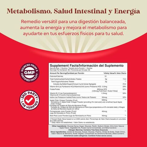 Gomitas ACV de Vinagre de Sidra de Manzana - Súpercomida Infusionada ACV Gomitas de Vitaminas para Adultos para Apoyo al Sistema Digestivo para una del Sistema Inmunitario y una Piel Brillante in Saudi Arabia