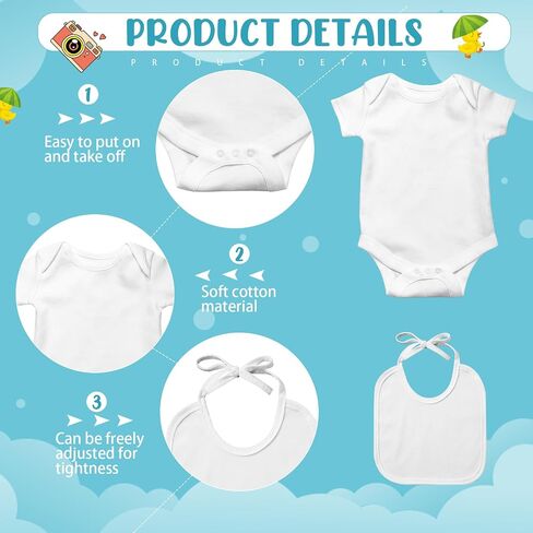Breathffy 40 Pcs Iron on Decals Baby Shower Games White Baby Bibs Bodysuit Iron on Transfers Include 24 Funny Iron on Decals 8 Baby Bibs 8 Newborn Bodysuit for Baby Shower Gender Reveal Party in Saudi Arabia