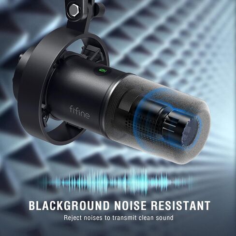 مجموعة ميكروفون بودكاست ديناميكي من FIFINE مع حامل ذراع بوم، وميكروفون ستوديو XLR/USB لتسجيل البث الصوتي، وميكروفون معدني مع صنبور كتم الصوت، ومقبس سماعة الرأس، وذراع بوم عالي التحمل-K688T in Kuwait