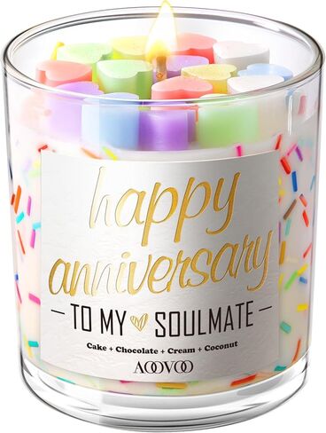 Anniversary Candle Gifts for Her - Happy Anniversary Scented Candle Gift for Wedding, Christmas, Valentine's Day, Romantic Gifts for her Girlfriend, Boyfriend, Husband Wife, 10 oz Soy Wax in Kuwait