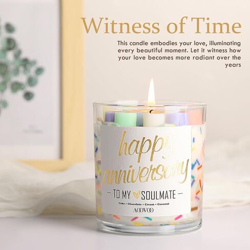 Anniversary Candle Gifts for Her - Happy Anniversary Scented Candle Gift for Wedding, Christmas, Valentine's Day, Romantic Gifts for her Girlfriend, Boyfriend, Husband Wife, 10 oz Soy Wax in Kuwait