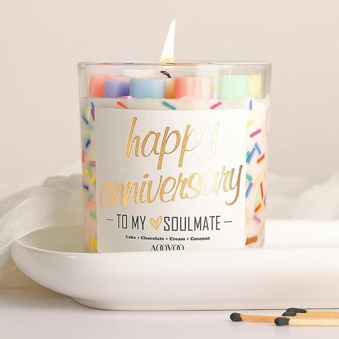 Anniversary Candle Gifts for Her - Happy Anniversary Scented Candle Gift for Wedding, Christmas, Valentine's Day, Romantic Gifts for her Girlfriend, Boyfriend, Husband Wife, 10 oz Soy Wax in Kuwait