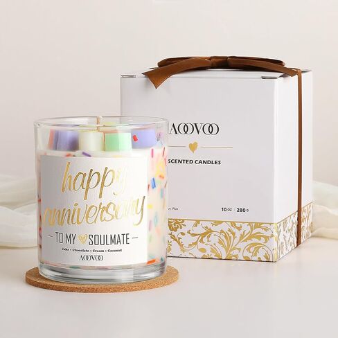 Anniversary Candle Gifts for Her - Happy Anniversary Scented Candle Gift for Wedding, Christmas, Valentine's Day, Romantic Gifts for her Girlfriend, Boyfriend, Husband Wife, 10 oz Soy Wax in Kuwait