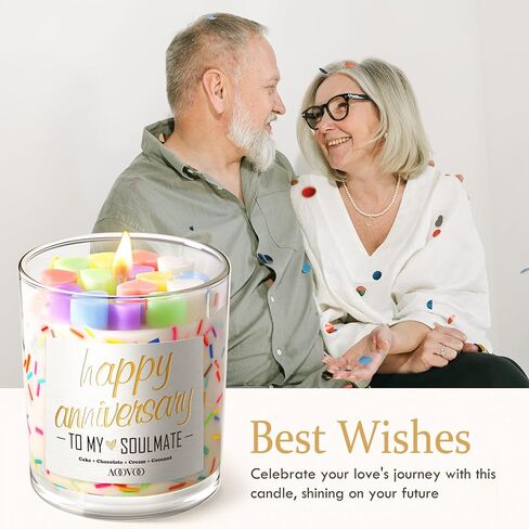 Anniversary Candle Gifts for Her - Happy Anniversary Scented Candle Gift for Wedding, Christmas, Valentine's Day, Romantic Gifts for her Girlfriend, Boyfriend, Husband Wife, 10 oz Soy Wax in Kuwait