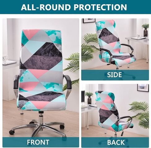 KRFOONN Stretch Office Chair Covers Printed Computer Chair Slipcover Removable Washable Desk Rotating Chair Slipcovers Universal Boss Chair Covers with Zipper for Rotating High Back Chair (M, 27) in Kuwait