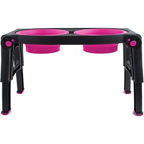 Dexas Popware for Pets Adjustable Height Double Pet Feeder, Gray/Pink in Kuwait