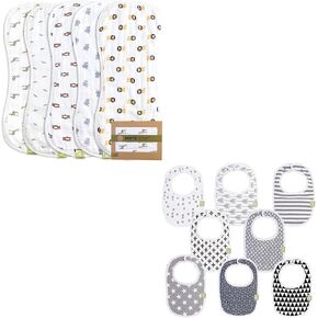 KeaBabies 5-Pack Muslin Baby Burp Cloths and 8-Pack Organic Baby Bibs for Boys & Girls - Machine Washable Newborn Cloth Bib in Saudi Arabia