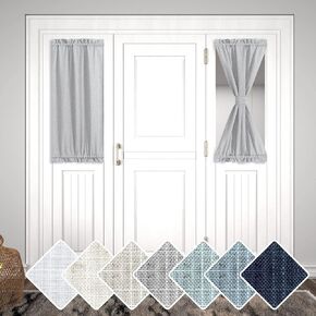 KOUFALL Sidelight Door Curtains 72 Inches Long for Side Windows Linen Blend Privacy Protect Light Filtering French Door Side Curtain Panels Bonus Adjustable Tie Back 25x72 Inch Length 1 Panel White in Kuwait