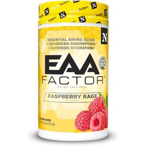 Nutrithority EAA Factor, BCAA Essential Amino Acids Powder, Raspberry Rage 30 Servings - Sugar & Caffeine Free Intra & Post Workout Drink with Electrolytes - Improve Muscle Recovery & Hydration in Saudi Arabia