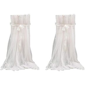 غطاء كرسي من التل قطعتين من VORCOOL من التول ربطات عنق طويلة شبكية مزغبة توتو أغطية لزينة الزفاف وحفلات الزفاف وحفلات استقبال المولود (أبيض) in Kuwait