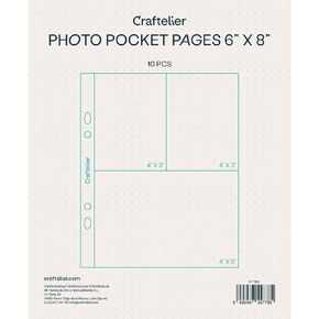 Craftelier - Clear Sleeves with 4 Pockets for Personalised Photo Albums | Includes 10 Sleeves of 6" x 8" (15.24 x 20.32 cm) in 4 Formats | Compatible with European and American 2-Ring Albums