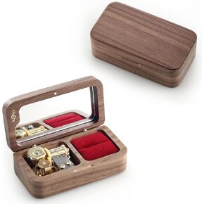 Jewellery Music Box with Rose Necklace, Christmas Gift for Girlfriends, Mothers, Daughters, Wives and Sisters (Rosewood; Melody: Can't Help Falling in Love)