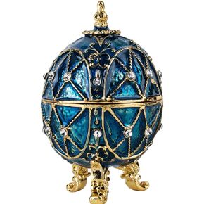 YU FENG Faberge صندوق حلية على شكل بيضة، حامل خاتم مجوهرات، صناديق تماثيل قابلة للتجميع مع كريستالات (أرجواني)