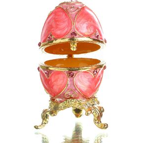 YU FENG Faberge Style Egg Shaped Trinket Box Hinged Jewelry Ring Holder Collectible Figurine Boxes Crystals in Kuwait