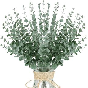 TENDER EPOCH 24 pcs Artificial Eucalyptus Stems Real Touch Fake Eucalyptus Leaves Stems Faux Greenery Leaf Branches for Centerpiece Home Office Decor Flower Bouquet Wedding Decoration in Kuwait