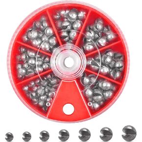 Fishing Weights Sinkers Kit, 120g/Box Round Removable Split Shot Sinker Fishing Weights Egg Sinkers for Saltwater Freshwater