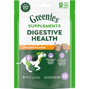 Greenies Supplements Digestive Health Adult Chicken Flavor, 7.8 oz. Pouch of 40 ct. Soft Chews in Kuwait
