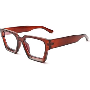 COASION Thick Frame Blue Light Glasses for Women Men Square Non Prescription Computer Eyeglasses (Black)