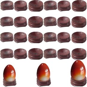 NSBELL 24 قطعة 3 منصات كروية الحجم للعرض الكريستال، حامل شاشة كريستال قاعدة حامل خشبي بيض كرة كريستال حامل حجر كريم للديكور المنزلي in Kuwait