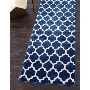 سجادة منطقة Loom Trellis Collection الفريدة - فيلادلفيا (2' x 6' 1" عداء أزرق داكن/أزرق داكن) in Kuwait