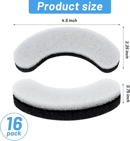 Rcybeo Cat Water Fountain Filter, 16 Pack Replacement Premium Pet Fountain Filters for WF050 and WF100 Pet Water Fountain, Arc-Shaped Washable Pet Fountain Filters with Triple Filtration System in Kuwait