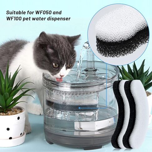 Rcybeo Cat Water Fountain Filter, 16 Pack Replacement Premium Pet Fountain Filters for WF050 and WF100 Pet Water Fountain, Arc-Shaped Washable Pet Fountain Filters with Triple Filtration System in Kuwait