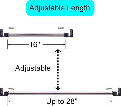 YYST Type A 16" to 28" Inside The Window Frame Curtain Rod Inside Mount Curtain Rod Sash Rod Cafe Rod Type A W Screws (Black-2) in Saudi Arabia