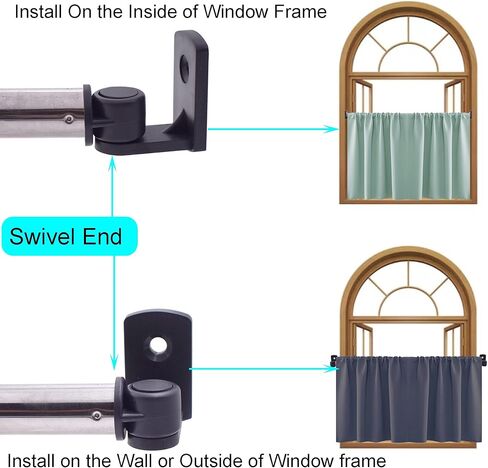 YYST Type A 16" to 28" Inside The Window Frame Curtain Rod Inside Mount Curtain Rod Sash Rod Cafe Rod Type A W Screws (Black-2) in Saudi Arabia