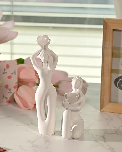 DN DECONATION ديكورات سطح الطاولة لعيد الحب، تماثيل نسائية رخامية مع حجر كريستال على شكل قلب، قطعتان من تماثيل عيد الحب، هدايا حب للصديقة والأم والأخت والأصدقاء in Kuwait