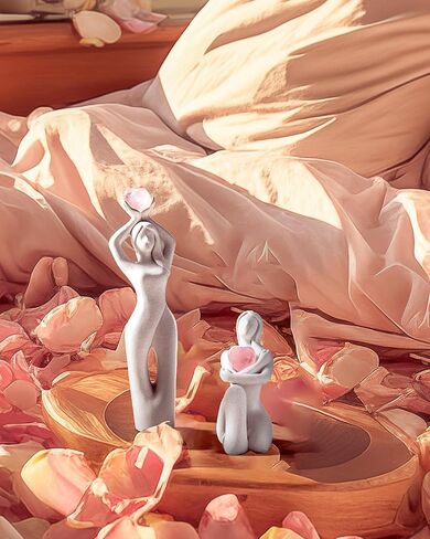 DN DECONATION ديكورات سطح الطاولة لعيد الحب، تماثيل نسائية رخامية مع حجر كريستال على شكل قلب، قطعتان من تماثيل عيد الحب، هدايا حب للصديقة والأم والأخت والأصدقاء in Kuwait