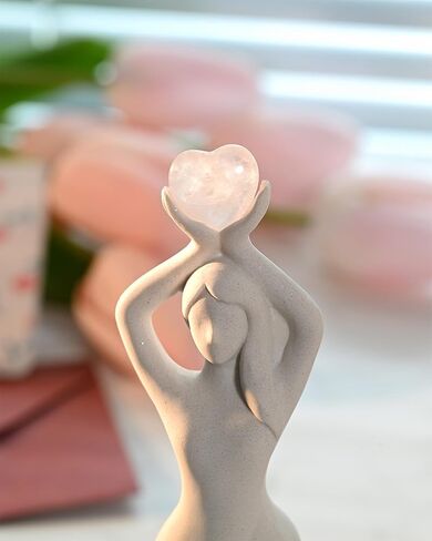 DN DECONATION ديكورات سطح الطاولة لعيد الحب، تماثيل نسائية رخامية مع حجر كريستال على شكل قلب، قطعتان من تماثيل عيد الحب، هدايا حب للصديقة والأم والأخت والأصدقاء in Kuwait