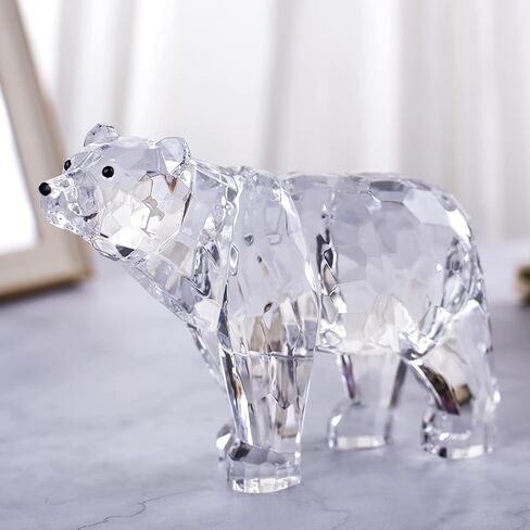 Acrylic Bear Figurine Cute Animal Home Decor Not Crystal Decorations for Bookshelf Dinner Table and Desk (B) in Saudi Arabia