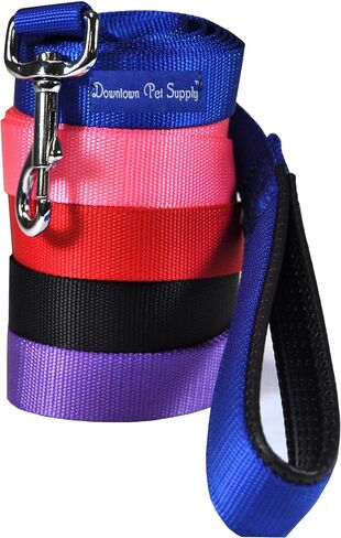 مقود للكلاب بطول 6 أقدام من Downtown Pet Supply - مقود عالي التحمل للكلاب مع مقبض مريح مبطن ومثبت من الفولاذ المقاوم للصدأ - مقود تدريب متين للكلاب - بعرض 0.5 بوصة - مقود أسود للكلاب in Saudi Arabia