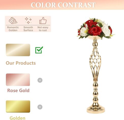 LANLONG 2pcs Metal Gold Candle Holders Road Lead Table Centerpiece Stand Pillar Candlestick for Wedding Candelabra Flowers Vases in Saudi Arabia