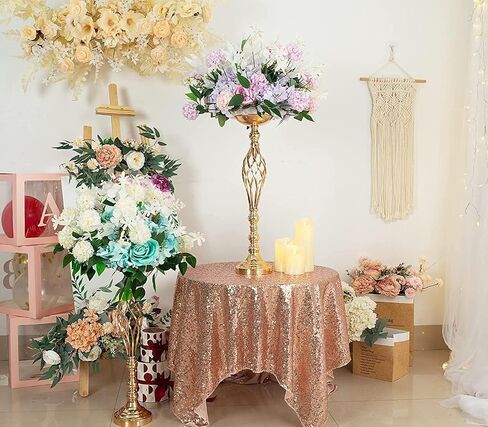 LANLONG 2pcs Metal Gold Candle Holders Road Lead Table Centerpiece Stand Pillar Candlestick for Wedding Candelabra Flowers Vases in Saudi Arabia