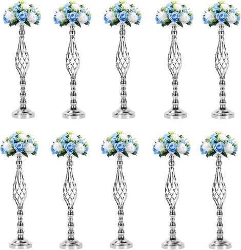 LANLONG 2pcs Metal Gold Candle Holders Road Lead Table Centerpiece Stand Pillar Candlestick for Wedding Candelabra Flowers Vases in Saudi Arabia