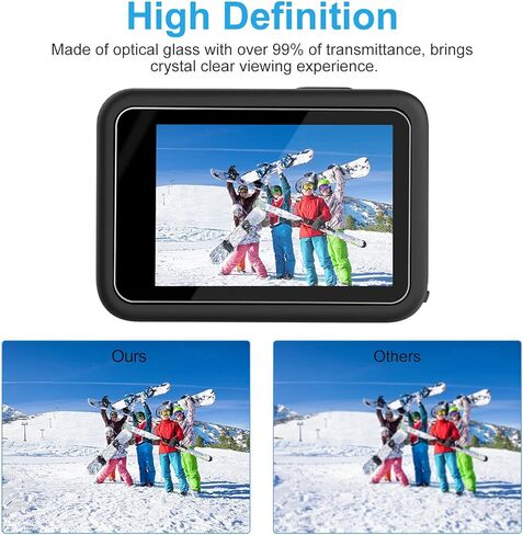 [6 قطع] شاشة حماية متوافقة مع جو برو هيرو 10/ جو برو هيرو 9 اسود، طبقة شاشة امامية + شاشة حماية من الزجاج المقوى فائقة الشفافية + واقي عدسة من الزجاج المقوى + ملحقات التركيب in Kuwait