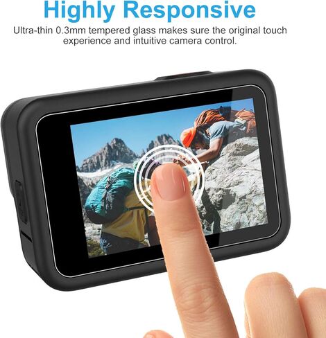 [6 قطع] شاشة حماية متوافقة مع جو برو هيرو 10/ جو برو هيرو 9 اسود، طبقة شاشة امامية + شاشة حماية من الزجاج المقوى فائقة الشفافية + واقي عدسة من الزجاج المقوى + ملحقات التركيب in Kuwait