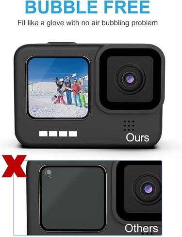 [6 قطع] شاشة حماية متوافقة مع جو برو هيرو 10/ جو برو هيرو 9 اسود، طبقة شاشة امامية + شاشة حماية من الزجاج المقوى فائقة الشفافية + واقي عدسة من الزجاج المقوى + ملحقات التركيب in Kuwait