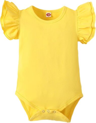 Magic Park 0-24M Infant Girl Romper Baby Girls Solid Color Bodysuit Toddler Ruffle Jumpsuit Shirts Casual Tops Baptism Shirt in Saudi Arabia