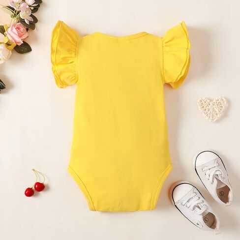 Magic Park 0-24M Infant Girl Romper Baby Girls Solid Color Bodysuit Toddler Ruffle Jumpsuit Shirts Casual Tops Baptism Shirt in Saudi Arabia