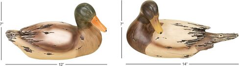 Deco 79 Polystone Duck Decorative Sculpture Home Decor Statues, Set of 2 Accent Figurines 14", 12"W, Beige in Saudi Arabia