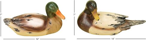 Deco 79 Polystone Duck Decorative Sculpture Home Decor Statues, Set of 2 Accent Figurines 14", 12"W, Beige in Saudi Arabia