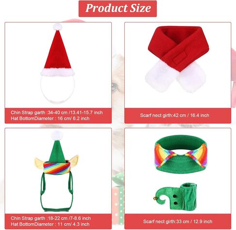 6 Pieces Cat Christmas Clothes Christmas Cat Costume Dog Xmas Clothes Set Dog Cat Santa Hat with Scarf Christmas Costume Green Elf Outfit for Puppy Kitten Small Cats Dogs Pets in Saudi Arabia