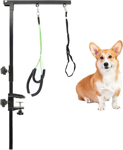 بيتيرويت ذراع تمشيط الكلاب مع مشبك قابل للطي، ذراع طاولة للعناية بالكلاب قابل للطي مع حلقة حبل مشقوق، حامل بدون جالس، اداة تجميل للحيوانات الاليفة متوسطة وصغيرة الحجم in Kuwait